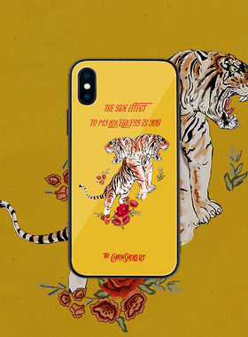 原创烟鬼iPhoneXs玻璃手机壳苹果8Plus 7全包黑硅胶r保护套Max