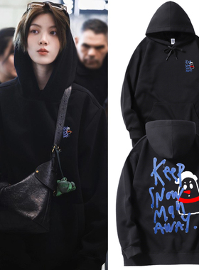 泰剧lingorm邝玲玲同款宽松连帽衫卫衣女新款秋冬复古学生上衣