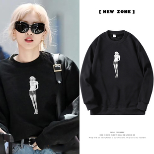 rose朴彩英number one girl同款头像周边秋冬卫衣女加绒长袖衣服