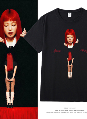 金智妮Jennie同款专辑ruby短袖T恤女2025新款纯棉周边半袖上衣服