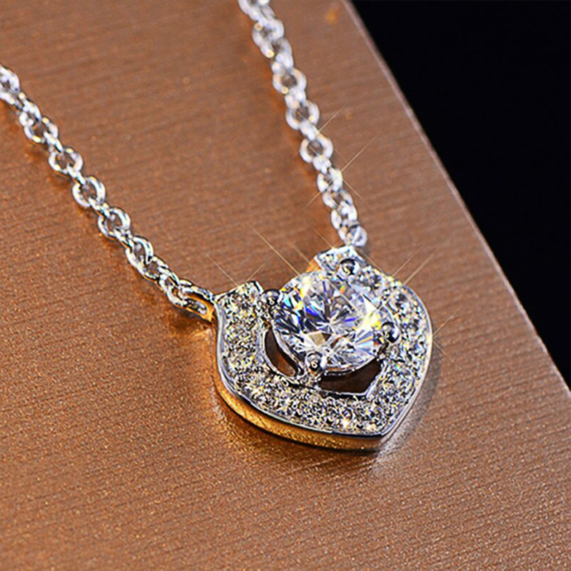 delicate women's pendant necklace full paved shiny