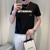 夏季短袖T恤男修身潮流时尚字母社会小伙体恤衫B323-DT05-P38控58，男装T恤，星座301C（原B323）