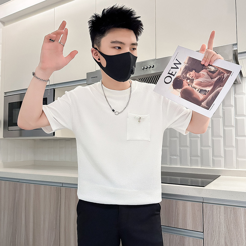 B323-DT70A-P48控68白色肌理感短袖男潮牌潮流韩版社会小伙T恤,男装T恤,星座301C（原B323）