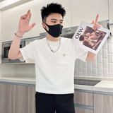 B323-DT70A-P48控68白色肌理感短袖男潮牌潮流韩版社会小伙T恤，男装T恤，星座301C（原B323）