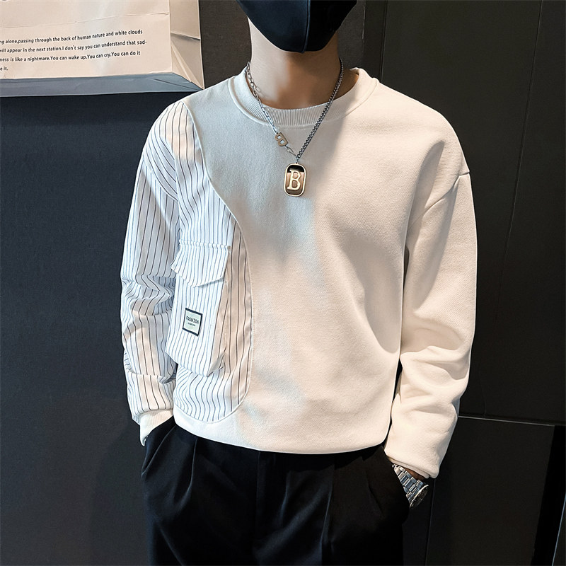 条纹拼接真口袋卫衣男设计感潮牌社会小伙长袖外套B323/WY09/P58,女装短外套,星座301C（原B323）