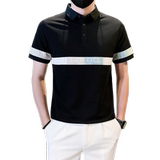 短袖polo衫男潮牌痞帅高级感拼接男装衣服社会B323/PL12/特P58，男装T恤，星座301C（原B323）