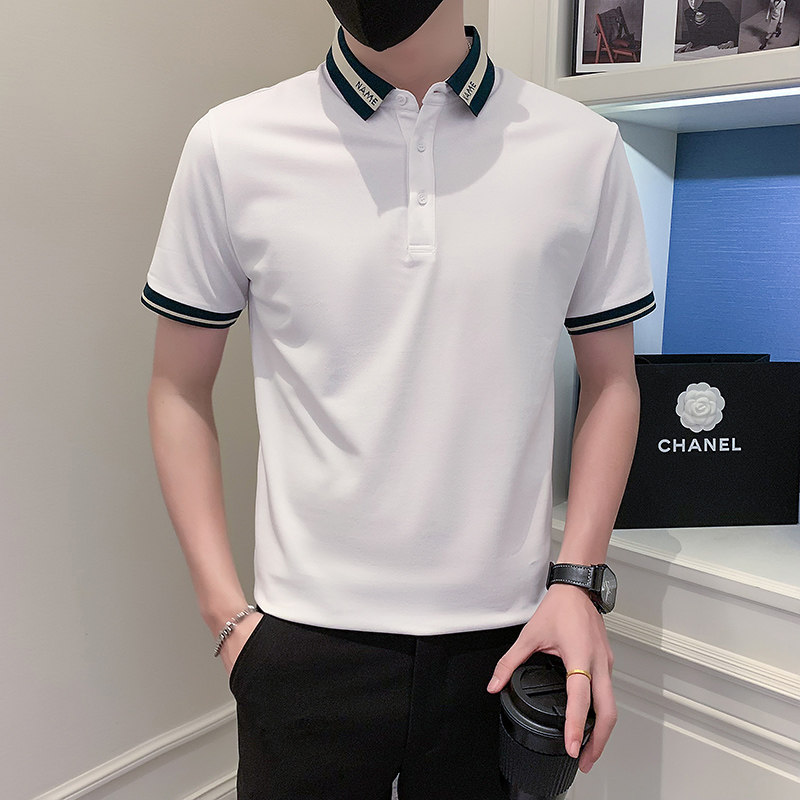 社会小伙短袖polo衫男修身潮流时尚抖音PL03/特P48控68图片