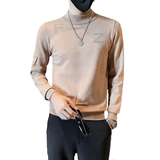 社会小伙毛衣男冬季半高领字母提花修身打底衫M25-P58控78，男装针织衫/毛衣，星座301C（原B323）