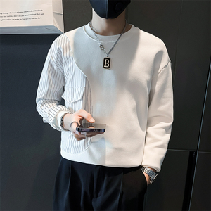 条纹拼接真口袋卫衣男设计感潮牌社会小伙长袖外套B323/WY09/P58图片