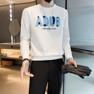 精神社会小伙卫衣男字母刺绣修身潮牌春秋款网红 两色 WY02-P53,男装卫衣,星座301C（原B323）