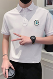 社会小伙短袖polo衫男潮牌字母刺绣抖音PL05/特P48控68，男装Polo衫，星座301C（原B323）