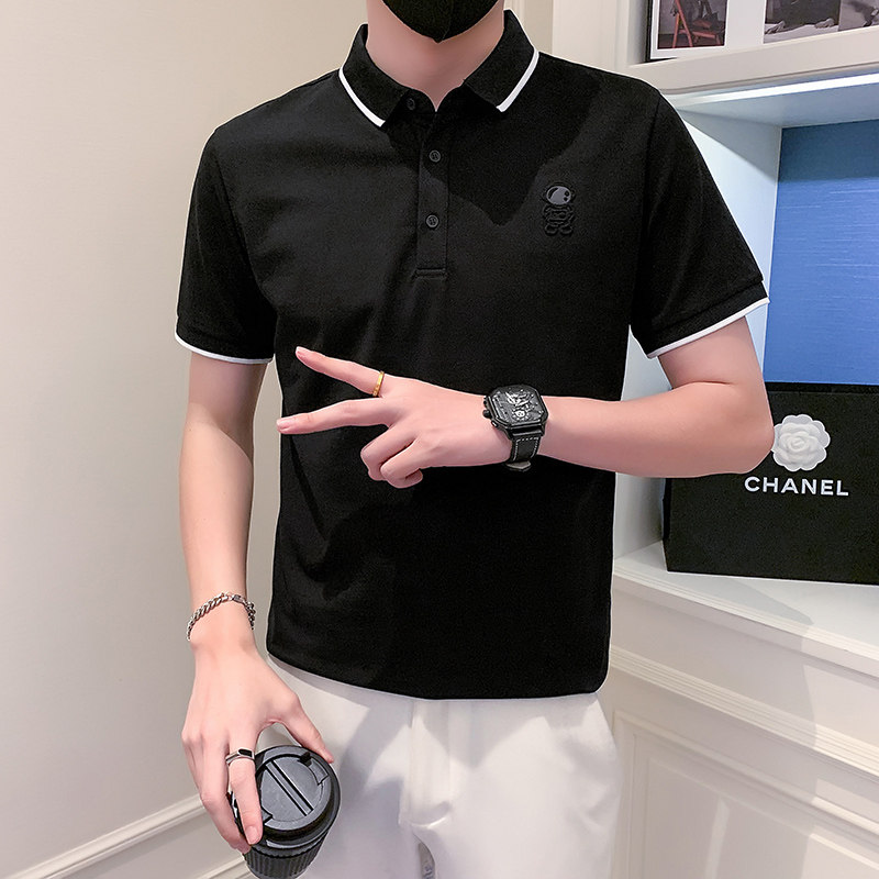 社会小伙短袖polo衫男宇航员浮雕图案PL04/P55控75图片