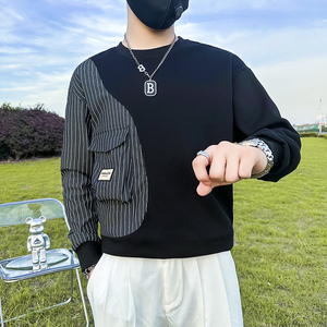 条纹拼接真口袋卫衣男设计感潮牌社会小伙长袖外套B323/WY09A/P58图片