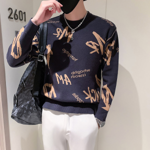 双面穿毛衣男潮牌社会小伙秋冬季字母圆领针织衫 两色 M22-P78,男装针织衫/毛衣,星座301C（原B323）