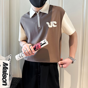 polo衫男士短袖夏季2025新款痞帅高社会小伙店主风B323-PL19-P55图片