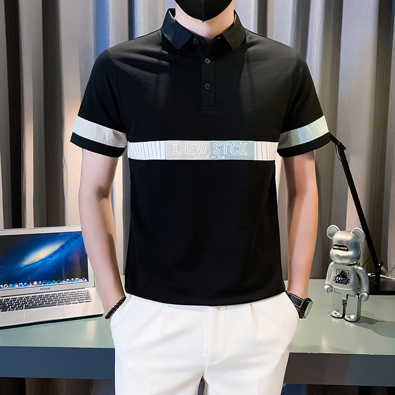 短袖polo衫男潮牌痞帅高级感拼接男装衣服社会B323/PL12/特P58图片