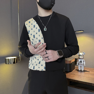 潮牌拼接卫衣男撞色长袖社会小伙店主风外套B323/WY22B/P58控78图片