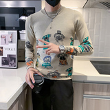 秋冬狗狗图案毛衣男加厚圆领潮牌社会小伙长袖打底衫M24-P88控118，男装针织衫/毛衣，星座301C（原B323）