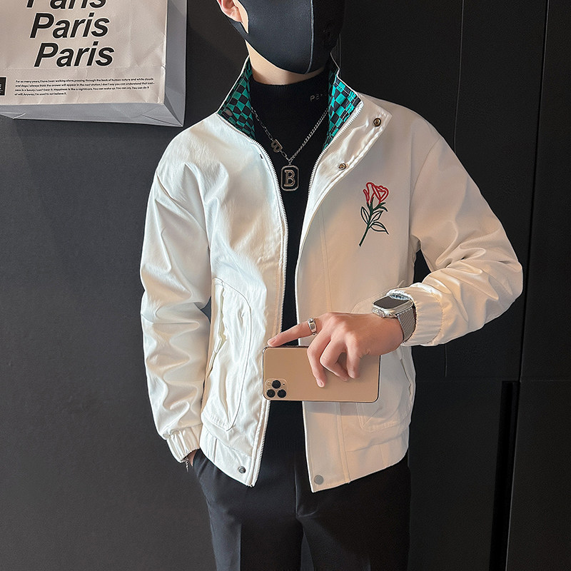 网红外套男潮牌高级感玫瑰花刺绣社会小伙夹克B323-JK02-P88,男装夹克,星座301C（原B323）