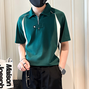 设计感半拉链短袖男POLO衫社会小伙店主风青年潮流B323-PL16-P55图片