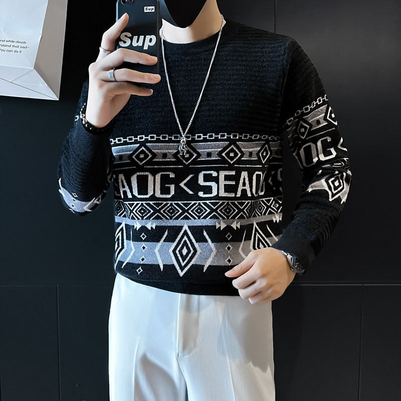 男士雪尼毛衣针织衫圆领潮流时尚民族风社会小伙M07-P68控98,男装针织衫/毛衣,星座301C（原B323）