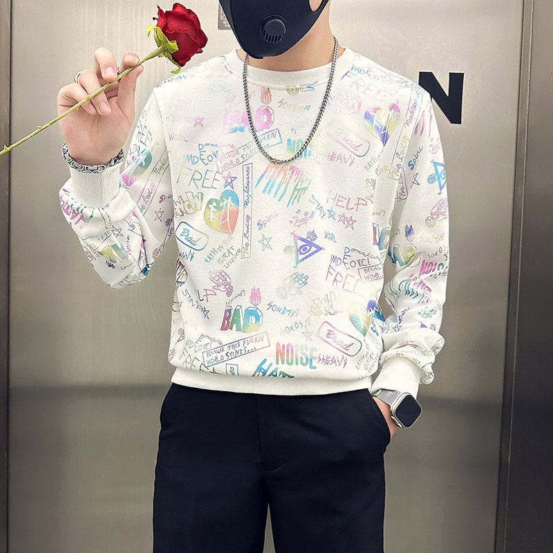 社会小伙卫衣男加绒印花B323-WY18R常规P58控78加绒P68控88图片