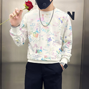 社会小伙卫衣男加绒印花B323-WY18R常规P58控78加绒P68控88图片