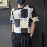 衣服男2025年新款短袖t恤印花社会小伙店主风B323-DT34-P48控68，男装T恤，星座301C（原B323）