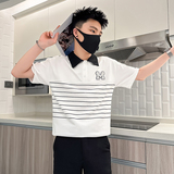 B323-PL23A-P55控75高级感短袖polo衫男潮牌潮流个性社会小伙T恤，男装T恤，星座301C（原B323）