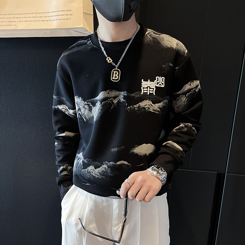 泰山印花刺绣卫衣男潮牌社会小伙高级感痞帅外套B323/WY13/P65,女装短外套,星座301C（原B323）