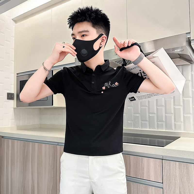 B323-PL24A-P48控68风刺绣Polo衫男短袖夏季修身T恤社会小伙,男装T恤,星座301C（原B323）