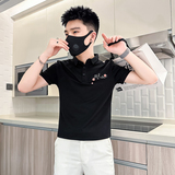 B323-PL24A-P48控68风刺绣Polo衫男短袖夏季修身T恤社会小伙，男装T恤，星座301C（原B323）