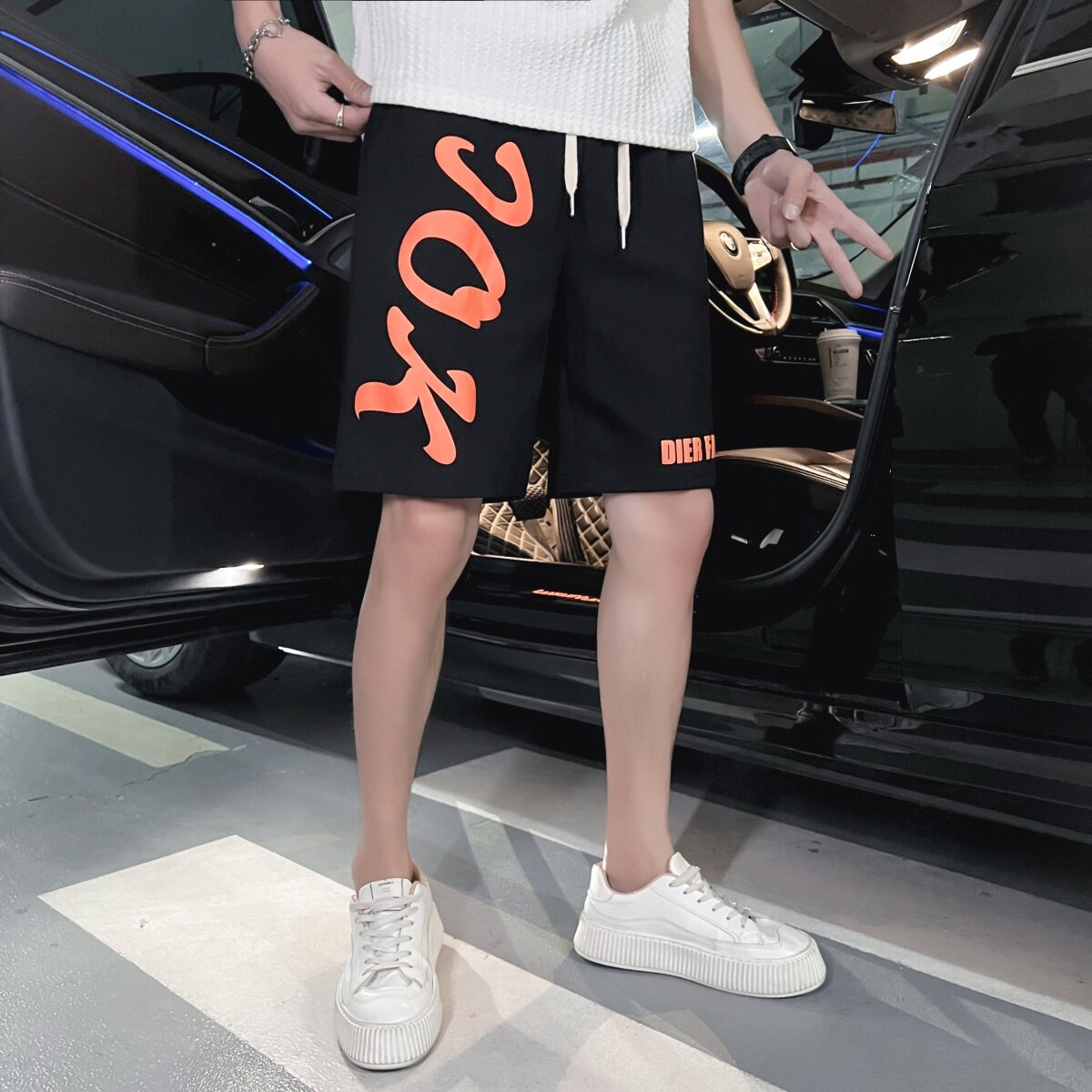 社会小伙休闲短裤男运动字母印花抖音直播B323/DK06/P45图片