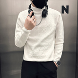 高支高密抖音社会小伙毛衣男半高领提花针织衫B323-M36-P78控108，男装针织衫/毛衣，星座301C（原B323）