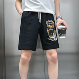 B323-DK18-P48控68社会小伙休闲短裤店主风潮流小熊刺绣五分中裤，男装牛仔裤，星座301C（原B323）