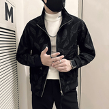 社会小伙外套男修身羽毛提花图案高级感外套B323-JK10-P98控138，女装短外套，星座301C（原B323）