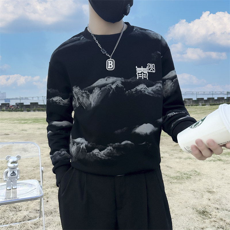 泰山印花刺绣卫衣男潮牌社会小伙高级感痞帅外套B323/WY13A/P65,女装短外套,星座301C（原B323）