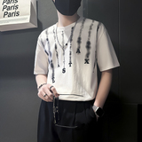 夏季男士t恤短袖暗黑系高街美式社会小伙店主风B323-DT39-P48控68，男装T恤，星座301C（原B323）