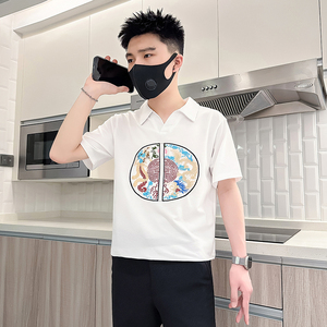 B323-PL22A-P55控75社会小伙短袖polo衫男潮牌翻领痞帅风T恤图片