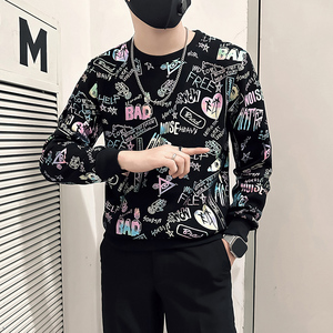 社会小伙卫衣男加绒印花B323-WY18R常规P58控78加绒P68控88图片