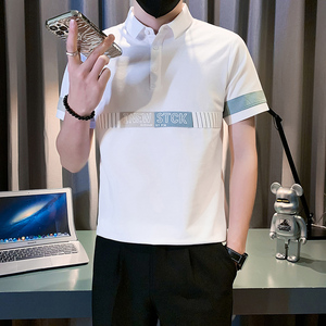 短袖polo衫男潮牌痞帅高级感拼接男装社会小伙B323/PL12/特P58图片