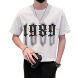 潮牌圆领字母印花短袖T恤男社会风落肩袖DT10/P45控65，男装T恤，星座301C（原B323）