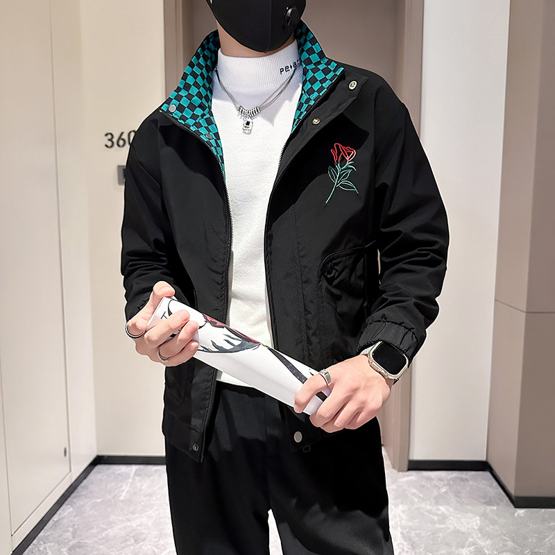 网红外套男潮牌高级感玫瑰花刺绣社会小伙夹克B323-JK02-P88,男装夹克,星座301C（原B323）