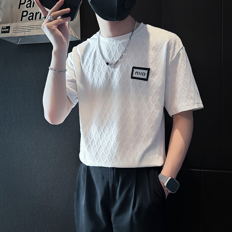 B323-DT51-P48控68短袖T恤男社会小伙店主风圆领时尚潮牌半袖衣服,男装T恤,星座301C（原B323）