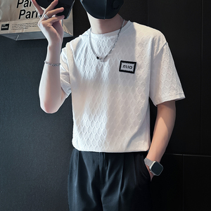 B323-DT51-P48控68短袖T恤男社会小伙店主风圆领时尚潮牌半袖衣服图片