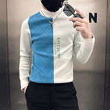 社会小伙毛衣男半高领中领修身拼色加厚针织衫B323-M46-P78控108，男装针织衫/毛衣，星座301C（原B323）