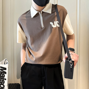 polo衫男士短袖夏季2025新款痞帅高社会小伙店主风B323-PL19-P55图片
