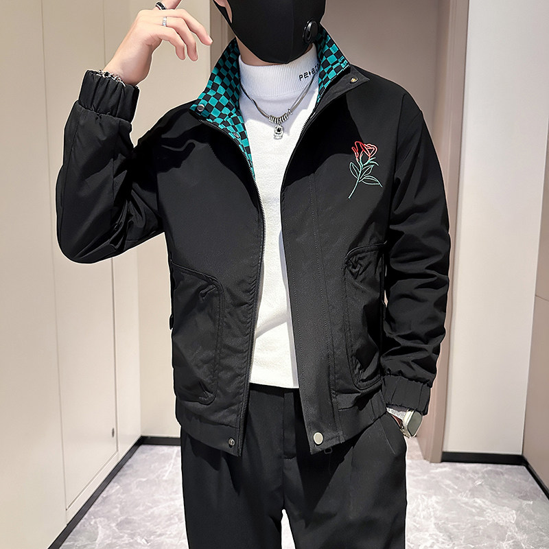 网红外套男潮牌高级感玫瑰花刺绣社会小伙夹克B323-JK02-P88,男装夹克,星座301C（原B323）