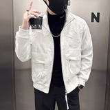 社会小伙外套男修身羽毛提花图案高级感外套B323-JK10-P98控138，女装短外套，星座301C（原B323）