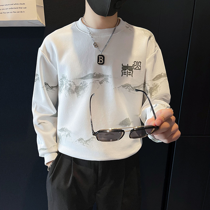 泰山印花刺绣卫衣男潮牌社会小伙高级感痞帅外套B323/WY13/P65,男装卫衣,星座301C（原B323）